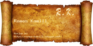 Remes Kamill névjegykártya